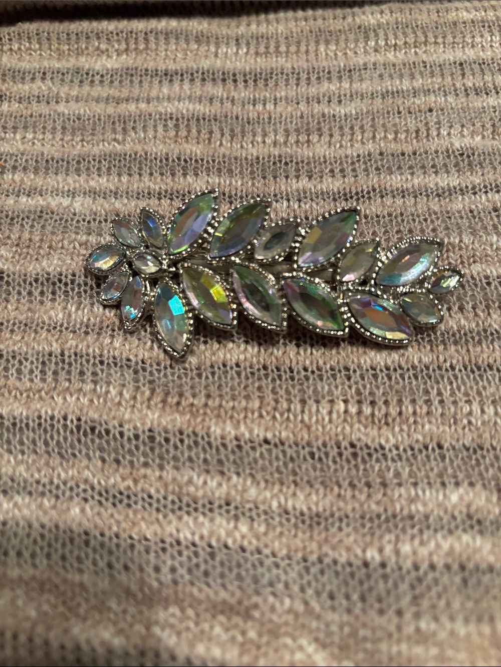 Iridescent Leaf Crystal Barrette Hair Clip - Unbranded
